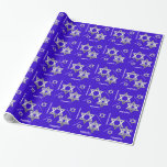 Blue and Silver Bat / Bar Mitzvah Wrapping Paper<br><div class="desc">Pretty royal blue Bat or Bar Mitzvah wrapping paper,  with graphics of silver tone Stars of David and white text reading Congratulations.  Personalise the text to read what you prefer.</div>