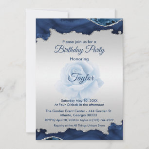 Blue and Silver Birthday Invitation