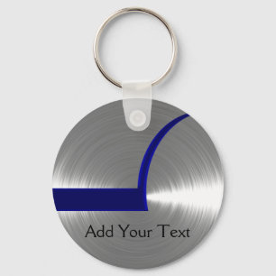 Blue and Silver Brushed Metal Key Ring
