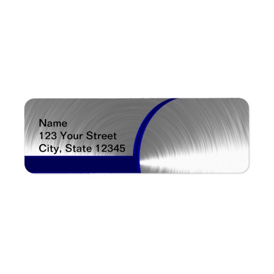 Blue and Silver Brushed Metal Return Address Label