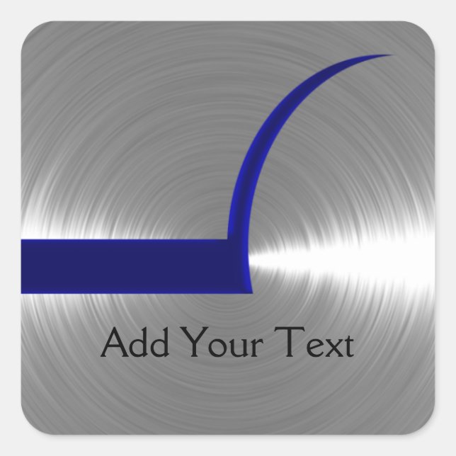 Blue and Silver Brushed Metal Square Sticker (Front)