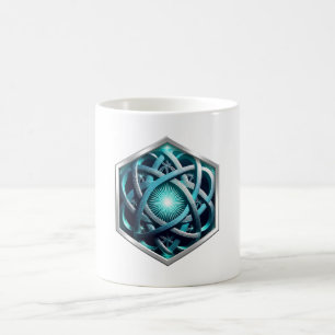 Blue And Silver Celtic Knot With Sunburst Coffee Mug