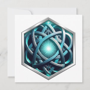 Blue And Silver Celtic Knot With Sunburst Invitation