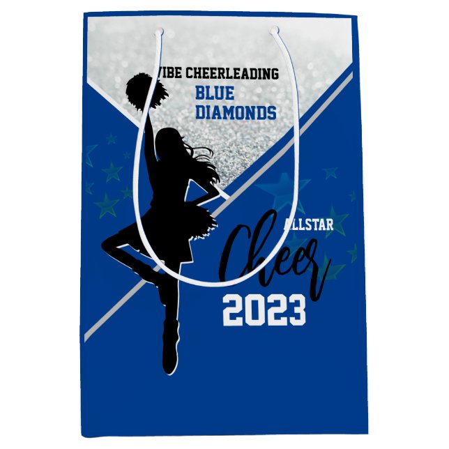 Blue and Silver Cheer Gyms Medium Gift Bag (Front)