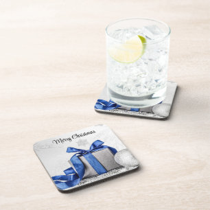 Blue and Silver Christmas Presents Coaster