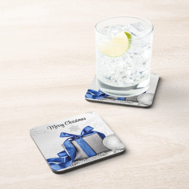 Blue and Silver Christmas Presents  Coaster (Right Side)