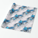 Blue And Silver Christmas Wrapping Paper<br><div class="desc">Elegant Christmas wrapping paper with beautiful blue glittery Christmas ornaments,  white sparkling lights,  shiny silver pearls and tinsel.</div>
