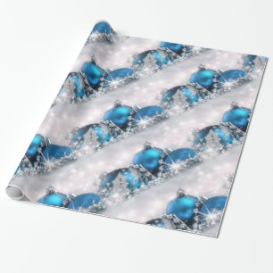 Blue And Silver Christmas Wrapping Paper
