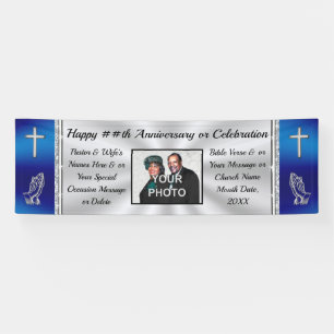 Blue and Silver, Church Banner, for Any Occasion Banner