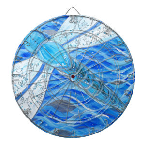 Blue and Silver Dragonfly Painting Dartboard