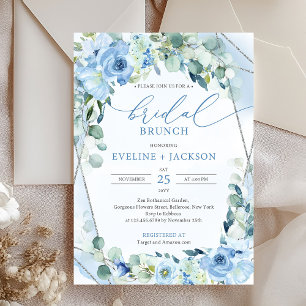 Blue and silver eucalyptus foliage Bridal brunch Invitation