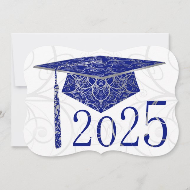 Blue and Silver Floral Cap 2025 Card (Front)