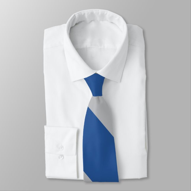 Blue and Silver Force Broad University Stripe Tie (Tied)