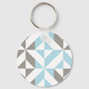Blue and Silver Geometric ZigZag Key Ring
