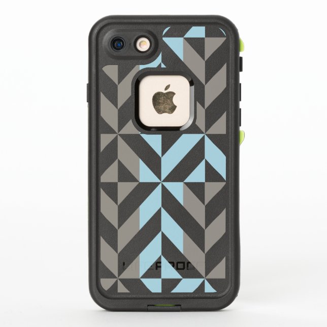 Blue and Silver Geometric ZigZag LifeProof iPhone Case (Back)