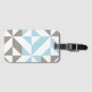 Blue and Silver Geometric ZigZag Luggage Tag