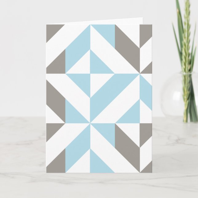 Blue and Silver Geometric ZigZag Note Card (Front)