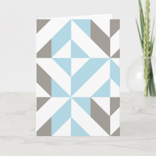 Blue and Silver Geometric ZigZag Note Card