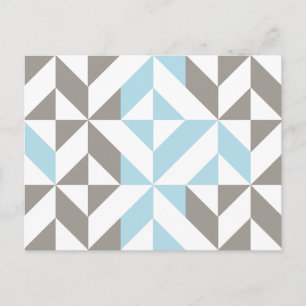 Blue and Silver Geometric ZigZag Postcard