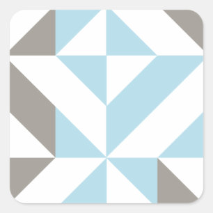 Blue and Silver Geometric ZigZag Square Sticker
