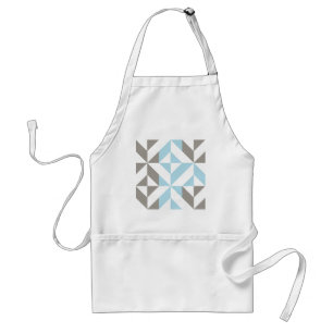 Blue and Silver Geometric ZigZag Standard Apron