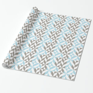 Blue and Silver Geometric ZigZag Wrapping Paper