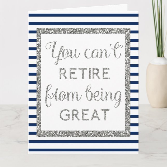 Blue and Silver Glitter Retirement Card (Front)