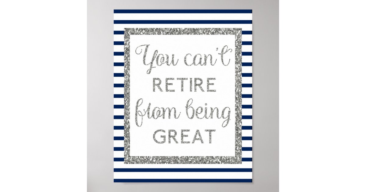 Blue and Silver Glitter Retirement Poster | Zazzle