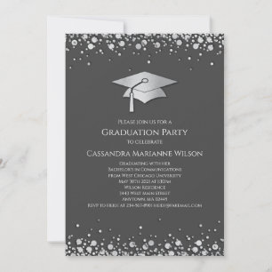 Blue and Silver Graduation Invitation