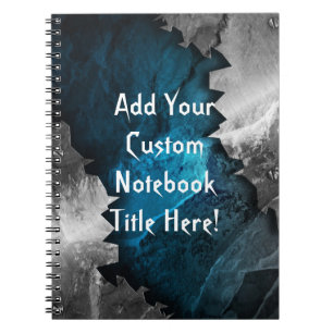 Blue and Silver Grunge Metal/Stone Design Notebook
