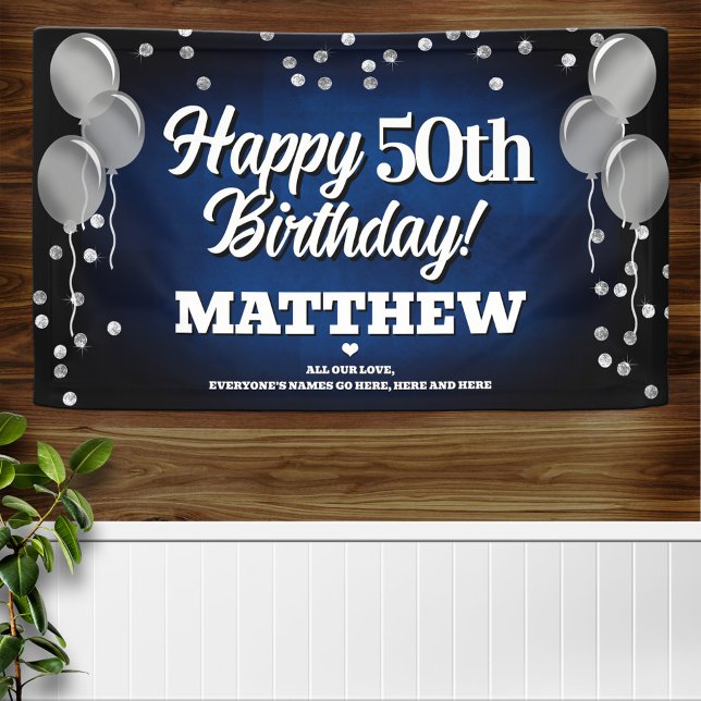Blue and Silver Happy Birthday Banner (Creator Uploaded)