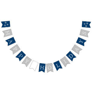 Blue and Silver Happy Holidays Bunting