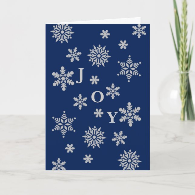 Blue and Silver Joy Christmas and Holidays Holiday Card (Front)