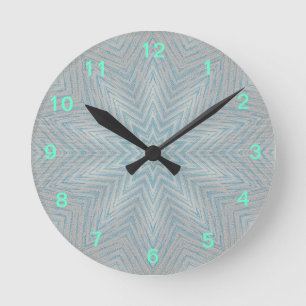 Blue and Silver Kaleidoscope Star Pattern Clock