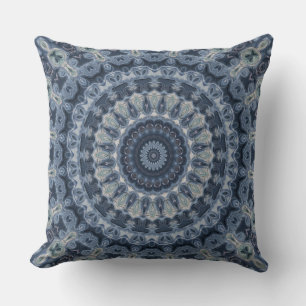 Blue and Silver Mandala Pattern Design Cushion
