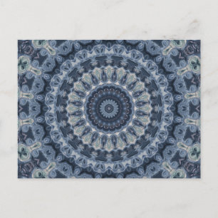 Blue and Silver Mandala Pattern Design Postcard