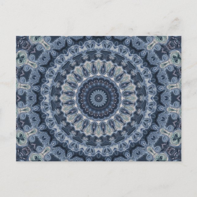 Blue and Silver Mandala Pattern Design Postcard (Front)