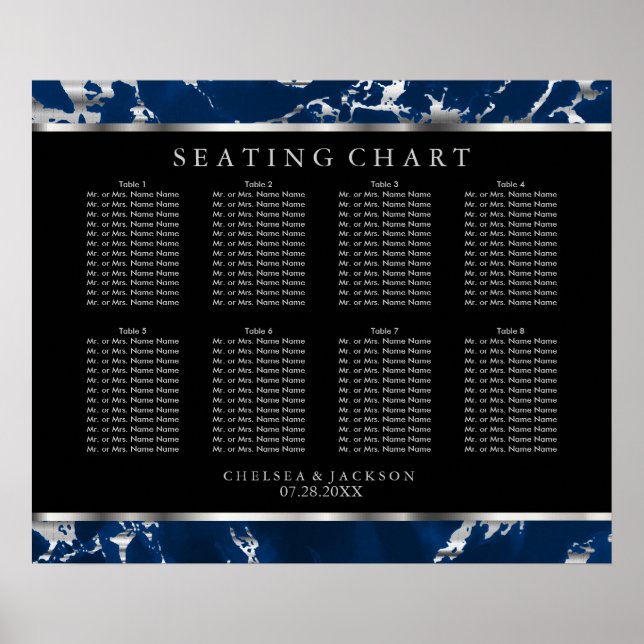 Blue and Silver Marble - 10 Seating Chart (Front)