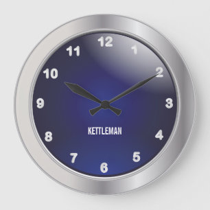Blue and Silver Metallic Large Clock