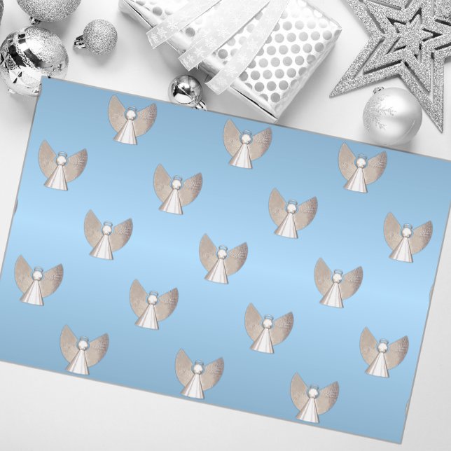 Blue and Silver Modern Christmas Angels Christmas  Tissue Paper (Creator Uploaded)
