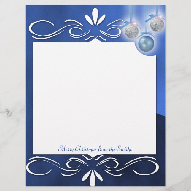 Blue and Silver Ornaments on a Blue (Front)