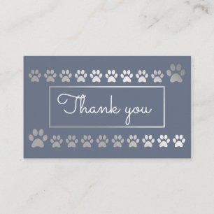 Blue And SIlver Paw Print Pet Loyalty Card
