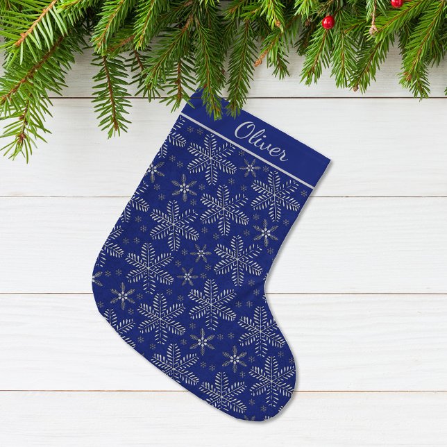 Blue and Silver Personalised Large Christmas Stocking (Creator Uploaded)