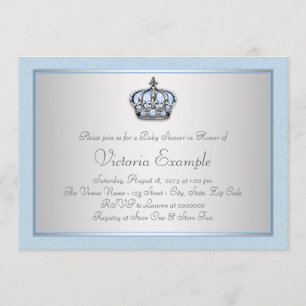 Blue and Silver Prince Baby Shower Invitation