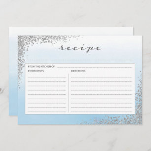 Blue and Silver Recipe Card