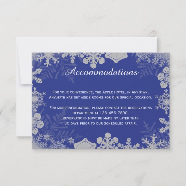 Blue and Silver Snowflake Wedding Insert Invitation (Front)