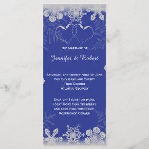 Blue and Silver Snowflake Wedding Program