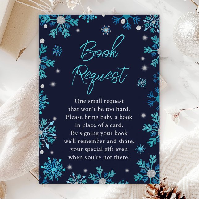Blue and Silver Snowflakes Winter Book Request Enclosure Card (Creator Uploaded)