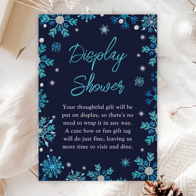 Blue and Silver Snowflakes Winter Display Shower Enclosure Card (Creator Uploaded)