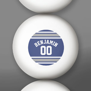 Blue and Silver Sports Jersey Custom Name Number Ping Pong Ball
